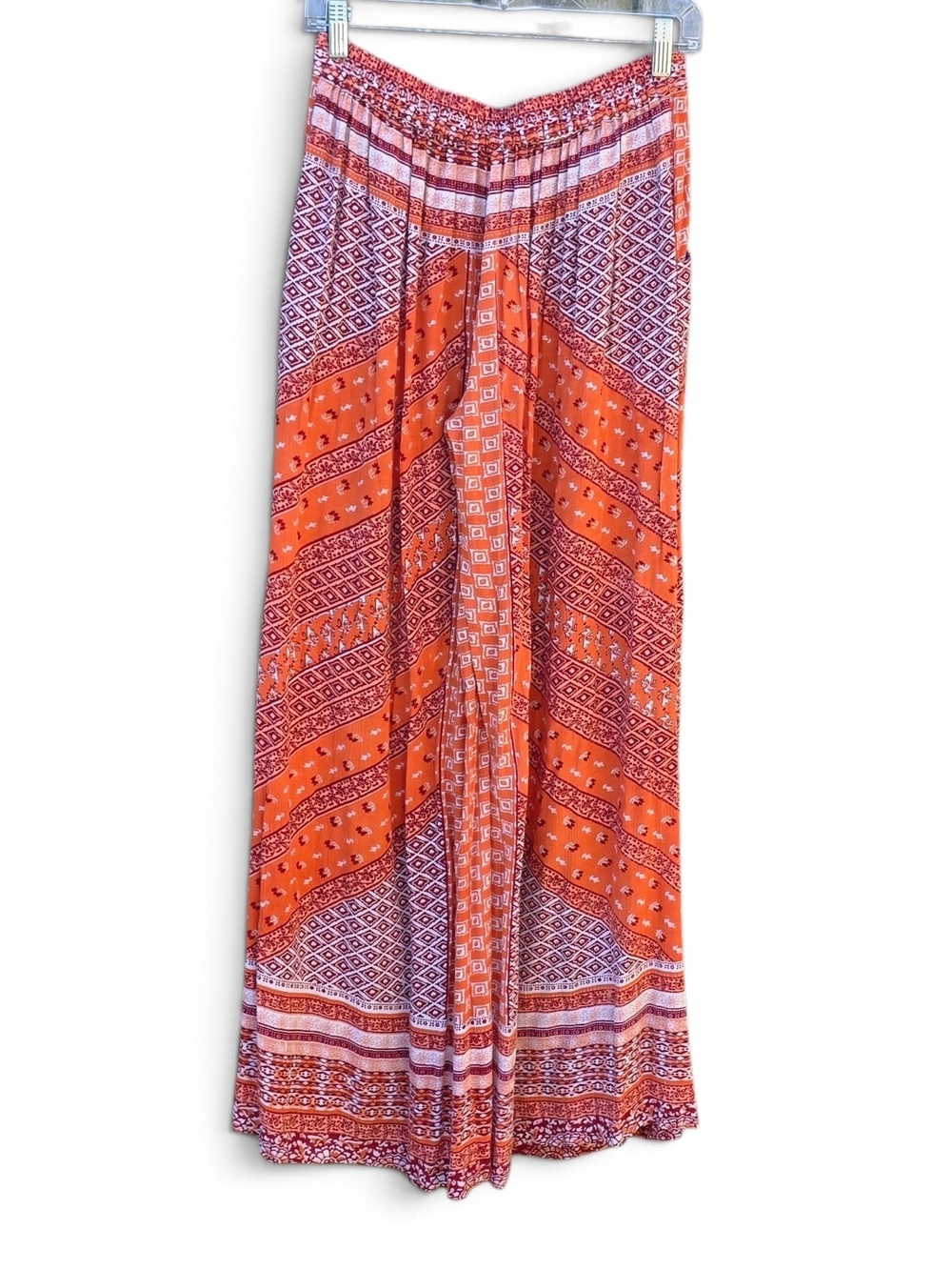 EARTHBOUND Orange & White Wide-Leg Printed Palazzo Pants